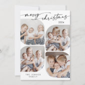 Boho Chic Zwart Wit Familie Multi Foto Kerstmis Feestdagenkaart (Voorkant)