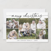 Boho Chic Zwart Wit Foto Boho Vrolijk Kerstfeest Feestdagenkaart (Voorkant)