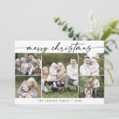 Boho Chic Zwart Wit Foto Boho Vrolijk Kerstfeest Feestdagenkaart (Staand voorkant)