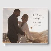 Boho Chic Zwart-Wit Foto Bruiloft Gastenboek (Voorkant)