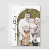 Boho Chic Zwart Wit Foto Modern Vrolijk Kerstfeest Feestdagenkaart (Voorkant)