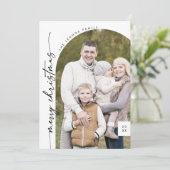 Boho Chic Zwart Wit Foto Modern Vrolijk Kerstfeest Feestdagenkaart (Staand voorkant)