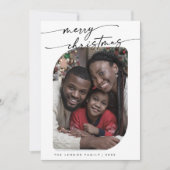 Boho Chic Zwart Wit Foto Schattige Vrolijk Kerstfe Feestdagenkaart (Voorkant)