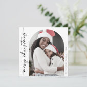 Boho Chic Zwart Wit Foto Unieke Vrolijke Kerstmis Feestdagenkaart (Staand voorkant)