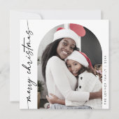 Boho Chic Zwart Wit Foto Unieke Vrolijke Kerstmis Feestdagenkaart (Voorkant)