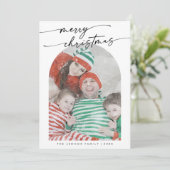 Boho Chic Zwart Wit Fun Family Foto Kerstmis Feestdagenkaart (Staand voorkant)