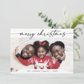 Boho Chic Zwart Wit Gemakkelijk Moderne Foto Kerst Feestdagenkaart (Staand voorkant)