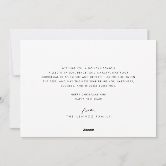 Boho Chic Zwart Wit Gemakkelijk Moderne Foto Kerst Feestdagenkaart (Achterkant)