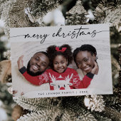 Boho Chic Zwart Wit Gemakkelijk Moderne Foto Kerst Feestdagenkaart