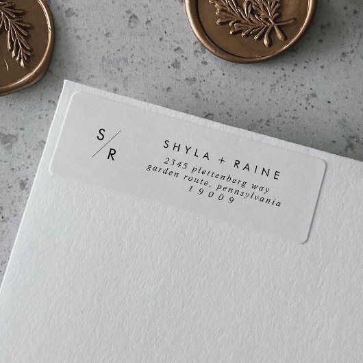 Boho Chic zwart-wit Monogram Adresetiketten Etiket