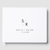 Boho Chic Zwart-Wit Monogram Bruiloft Gastenboek (Voorkant)