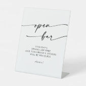 Boho Chic Zwart-wit Open Bar Wedding Reclamebord Met Voetstuk (Voorkant)