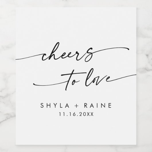 Boho Chic Zwart-wit Proost op Liefde Bruiloft Wijn Etiket (Enkel label)