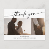 Boho Chic Zwart-wit trouwfoto dank u Briefkaart (Voorkant)