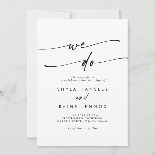 Boho Chic Zwart-wit We Do Wedding Kaart (Voorkant)