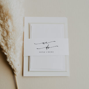 Boho Chic Zwart-wit We Do Wedding Uitnodigingen Wikkel