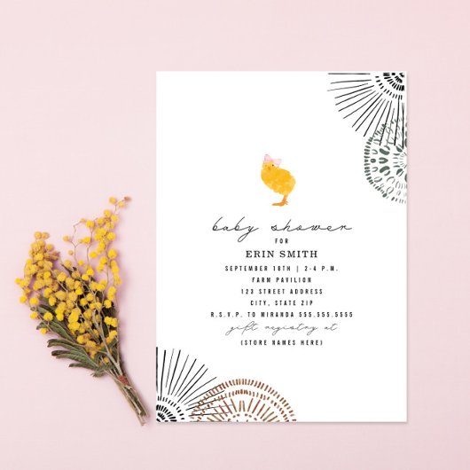 Boho Chick Pink Baby shower Uitnodiging