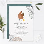 Boho Chicken Mama Baby shower Invitation Kaart<br><div class="desc">Illustratie van mama hen en baby chick met boho geïnspireerde design in de hoeken. De tegenovergestelde kant is blauwgroen waterverf.</div>