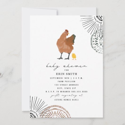 Boho Chicken Mama Baby shower Invitation Kaart (Voorkant)