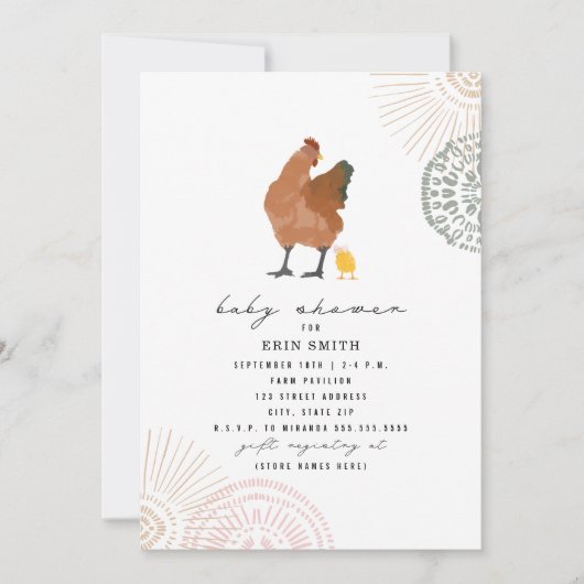 Boho Chicken Mama Baby shower Kaart (Voorkant)
