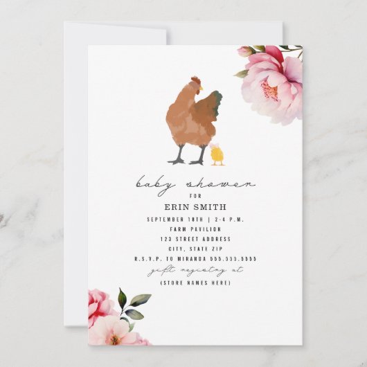 Boho Chicken Mama Meisje Bloemen Baby shower Kaart (Voorkant)