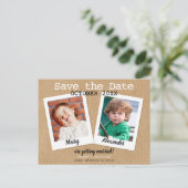 Boho Childhood Photos Save the Date Rustic Briefkaart (Staand voorkant)