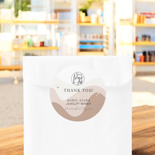 Boho chique aardetinten Sieradenmaker bedankt Ronde Sticker