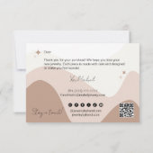 Boho chique aardetoon Sieradenmaker Qr logo Bedankkaart (Achterkant)