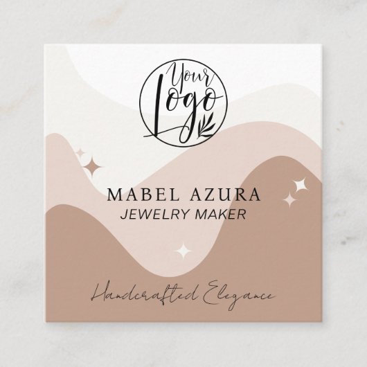Boho chique aardetoon Sieradenmaker Qr logo Vierkante Visitekaartje (Voorkant)