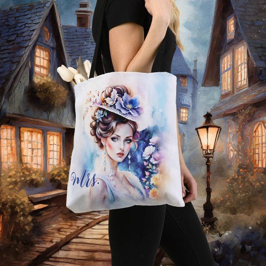 Boho chique artistieke Waterverf mevrouw Wedding Tote Bag