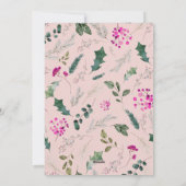 Boho chique blauw roze gebladerte foto kerst Kaart (Achterkant)