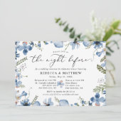 Boho chique blauwe botanische de avond voor de bru kaart (Staand voorkant)