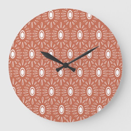 Boho chique bloemen: modern naadloos design grote klok (Voorkant)