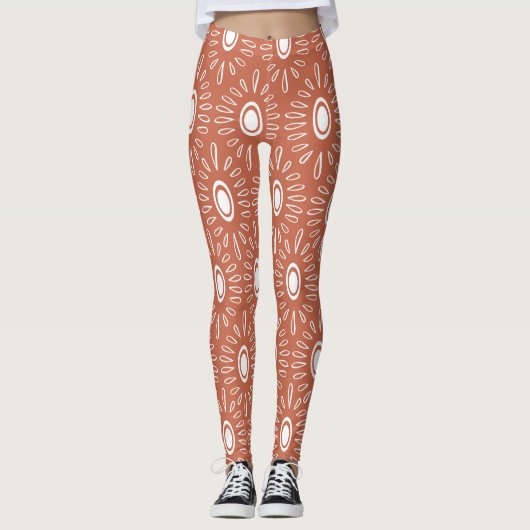 Boho chique bloemen: modern naadloos design leggings (Voorkant)