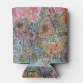 Boho chique bloementuin Waterverf schilderij Blikjeskoeler (Achterkant)