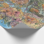 Boho chique bloementuin Waterverf schilderij Cadeaupapier (Hoek)