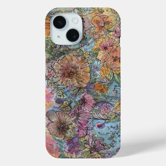 Boho chique bloementuin Waterverf schilderij Case-Mate iPhone Case (Achterkant)