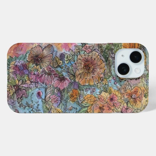Boho chique bloementuin Waterverf schilderij Case-Mate iPhone Case (Achterkant (horizontaal))