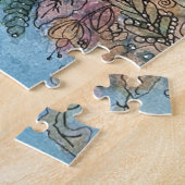 Boho chique bloementuin Waterverf schilderij Legpuzzel (Zijkant)