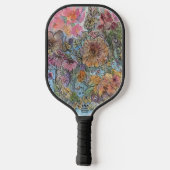 Boho chique bloementuin Waterverf schilderij Pickleball Paddle (Achterkant)