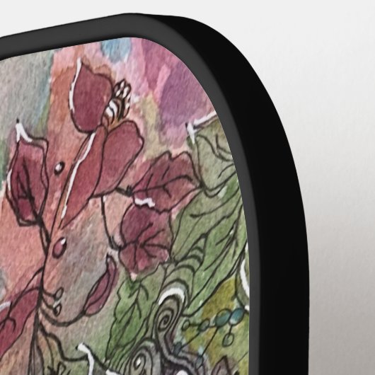 Boho chique bloementuin Waterverf schilderij Pickleball Paddle (Links Detail)