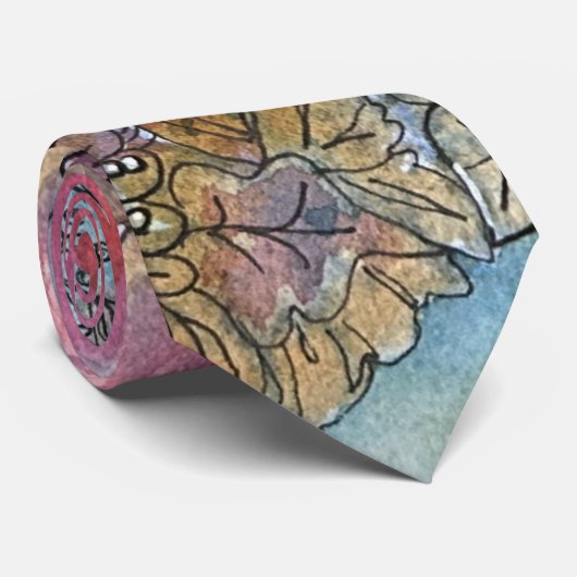 Boho chique bloementuin Waterverf schilderij Stropdas (Opgerold)