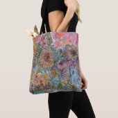 Boho chique bloementuin Waterverf schilderij Tote Bag (Dichtbij)