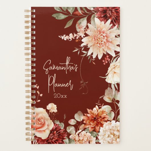 Boho chique bloemige botanische kruidige herfstkle planner (Voorkant)