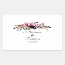 Boho chique blush roze bloemenbruiloft monogram