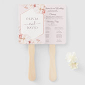 Boho chique blush roze bloemenbruiloft programma handwaaier (Voorkant en achterkant)