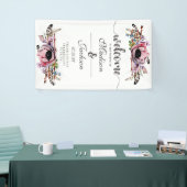 Boho chique blush roze bloemenbruiloft welkom spandoek (Beurs)