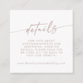 Boho chique blush roze bruiloft QR-code Details Informatiekaartje (Voorkant)