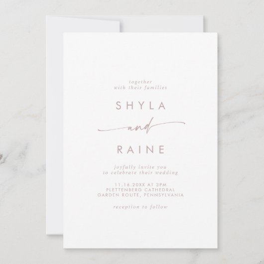 Boho chique blush roze Casual bruiloft Kaart (Voorkant)