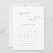 Boho chique blush roze QR-code fotokalender Save The Date (Voorkant)
